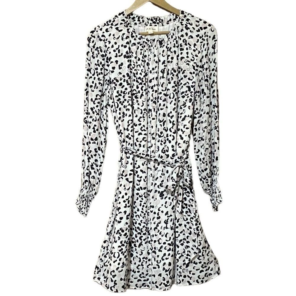 Cloth & Stone Dress Women's Small White Animal Print Belted Fierce Girly NWOT